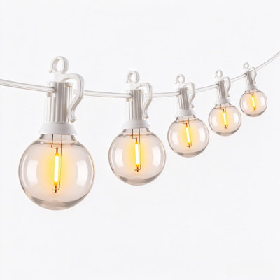 Guirlande lumineuse DEL d'extérieur avec ampoules Edison incassables, guirlande résistante aux intempéries et connectable, éclairage de qualité professionnelle pour terrasse et jardin, blanc