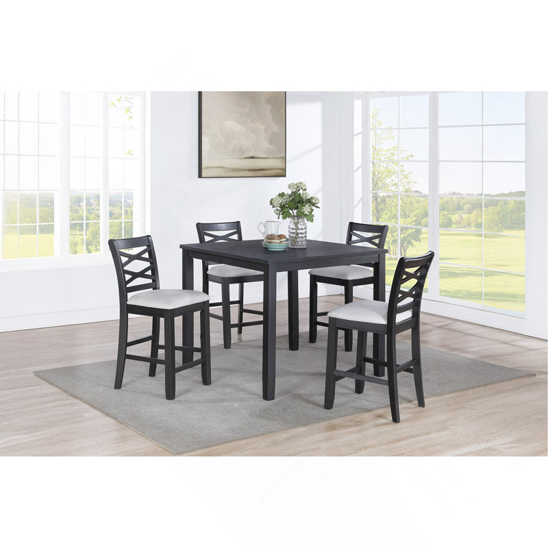 Table 5 pièces à hauteur de comptoir gris anthracite