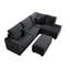 Ensemble de canapé modulaire 3 pièces de style moderne avec port USB, repose-pieds, accoudoir à droite, canapé et accoudoir à gauche, salon noir