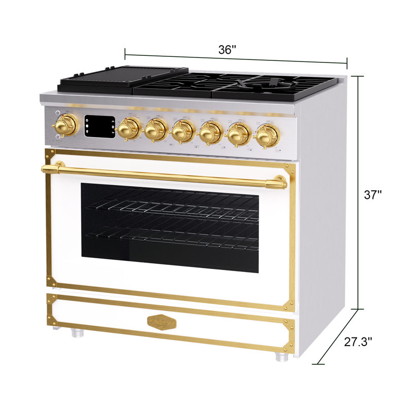 Akicon Freestanding Gas Cooktop Oven Combo, Features Sealed Burners, Rapid Convection Oven, Convertible Fuel (NG/LP), Durable Cast Iron Grating (SWGBGGA1)