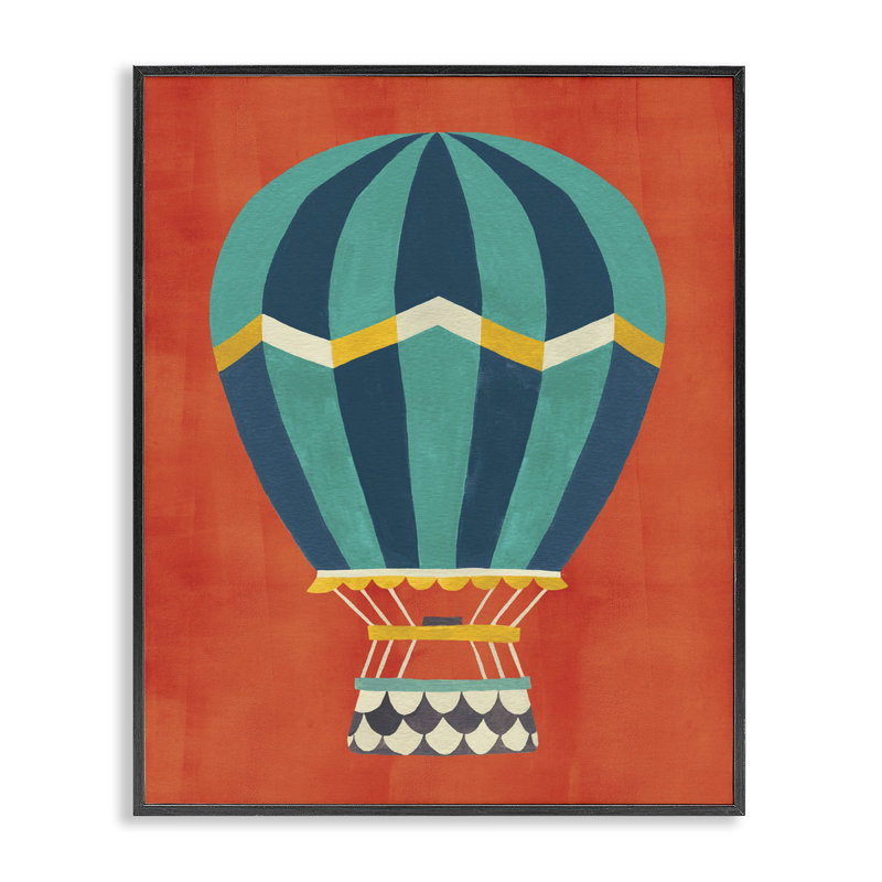 Impression giclée sur toile encadrée rouge et noir représentant une montgolfière, par Irene Chan, Giclée encadrée noir minuit