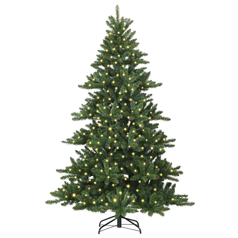 Artificial Hinged Christmas Tree with 300 LEDs PVC, 6.89' H, Green