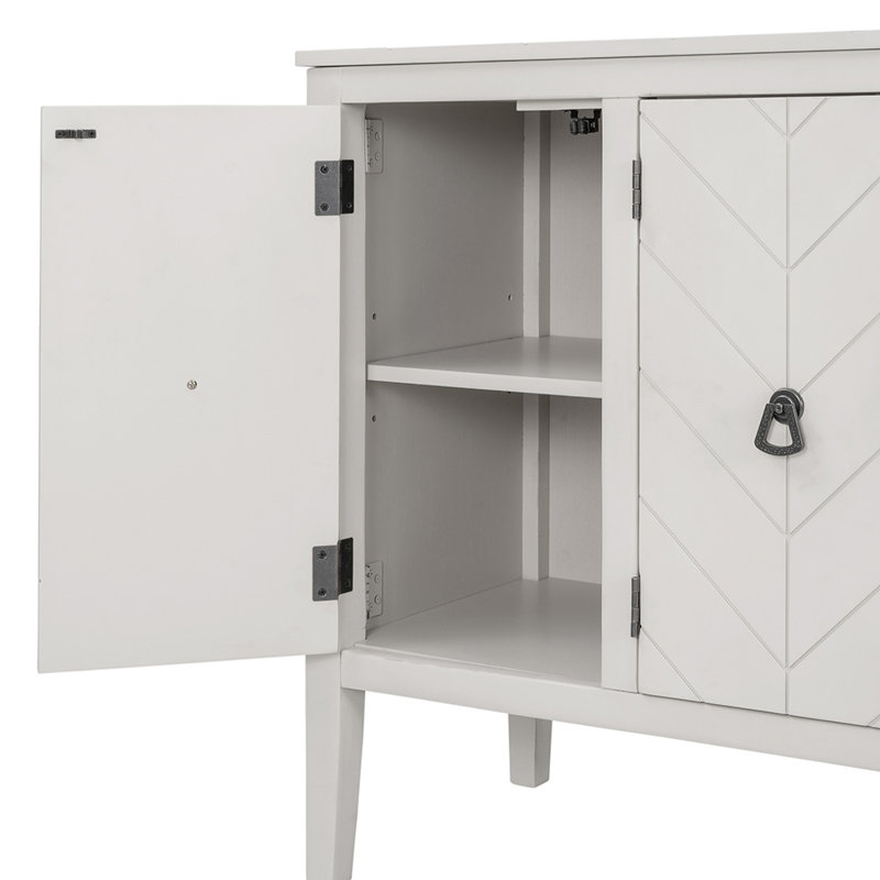 Buffet décoratif 3 portes en bois massif Syndra, Crème