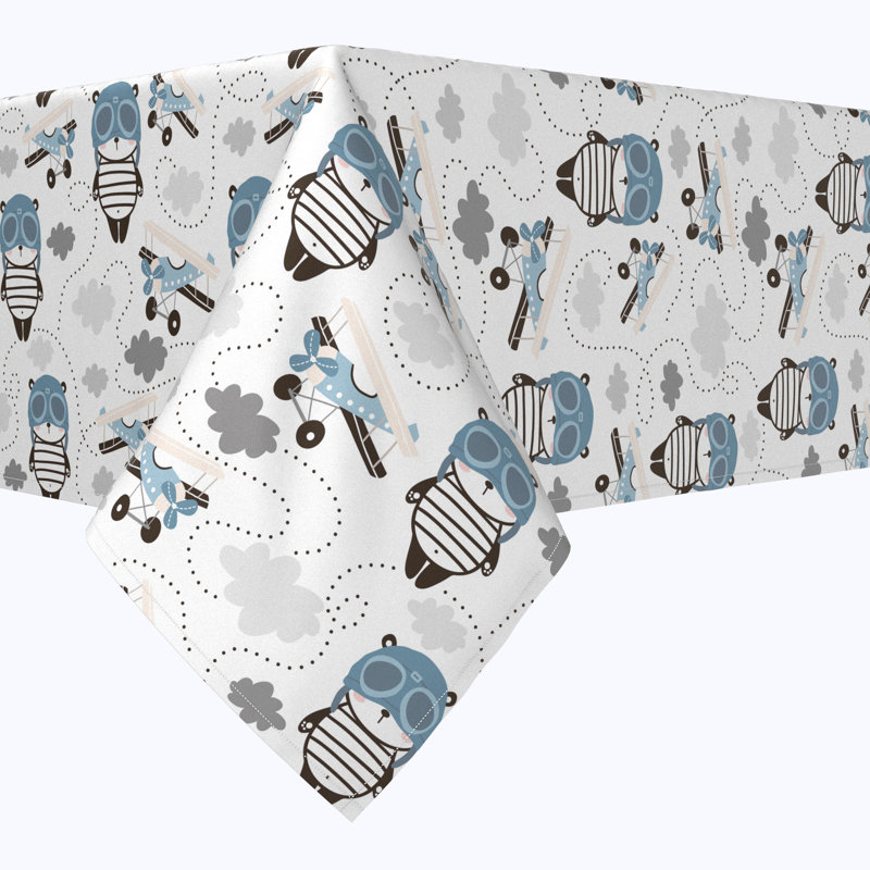 Rectangular Tablecloth, 100% Cotton, 52X104", Panda Pilot, 120" L x 52" W