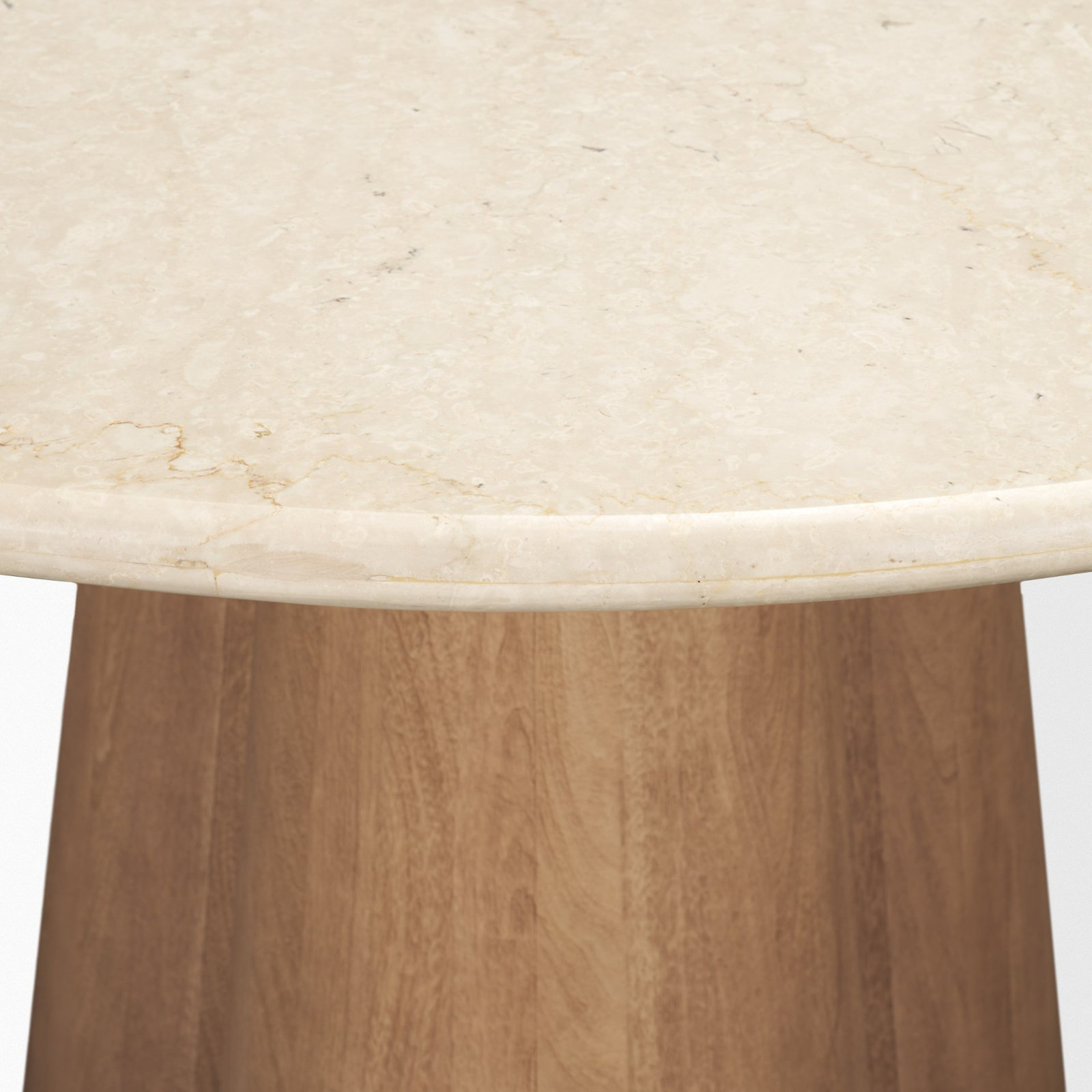 Galla 48" Botticino Marble W/ Light Brown Wood Base Dining Table
