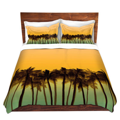 Ensemble de housse de couette en microfibre DiaNoche par Julia Di Sano - Beach Palms Tangerine
