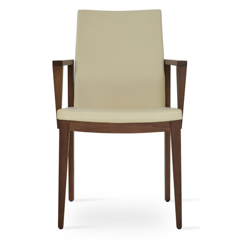 Pasha Wood Arm Chair, Cream PPM, Walnut