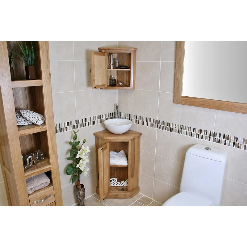 Crandell 390mm Single Bathroom Vanity with Vessel Ceramic Basin, Oak