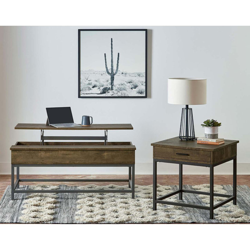 Square End Table With Storage