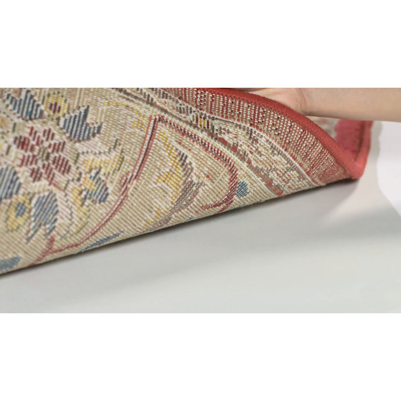 Regal Elegance Red & Beige Floral Synthetic Runner Rug - 2'2" x 10'