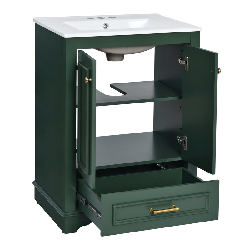 Meuble-lavabo 24 po avec lavabo en céramique, Green