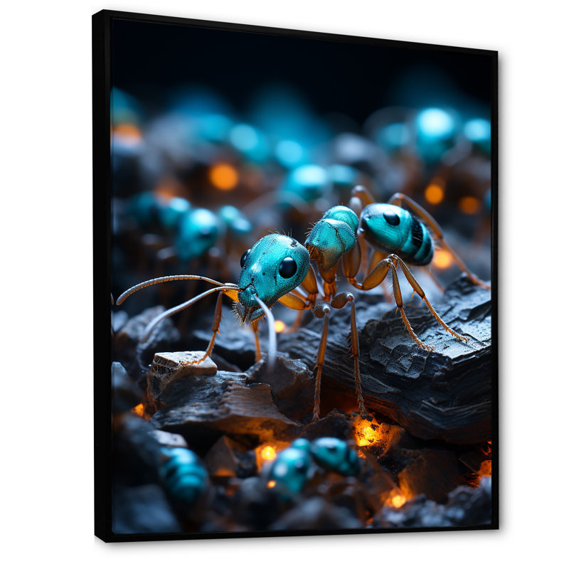 " Digital Antics Pixelated Ant I ", Black Floater Framed, 40" H x 30" W x 1.5" D