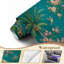 Papier peint adhésif pelez et collez, jardin tropical, fleurs, oiseaux exotiques, sarcelle, murales, H 100 po x l 144 po, papier peint amovible en PVC, adhésif mural pour chambre à coucher, bureau à domicile-130074604