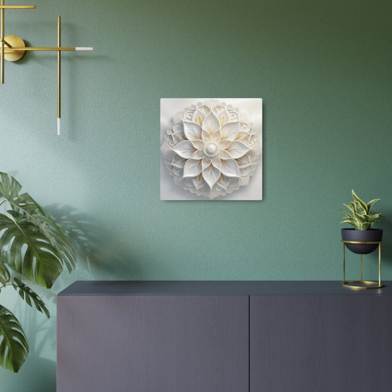 Mandala, blanc avec crème, motif floral