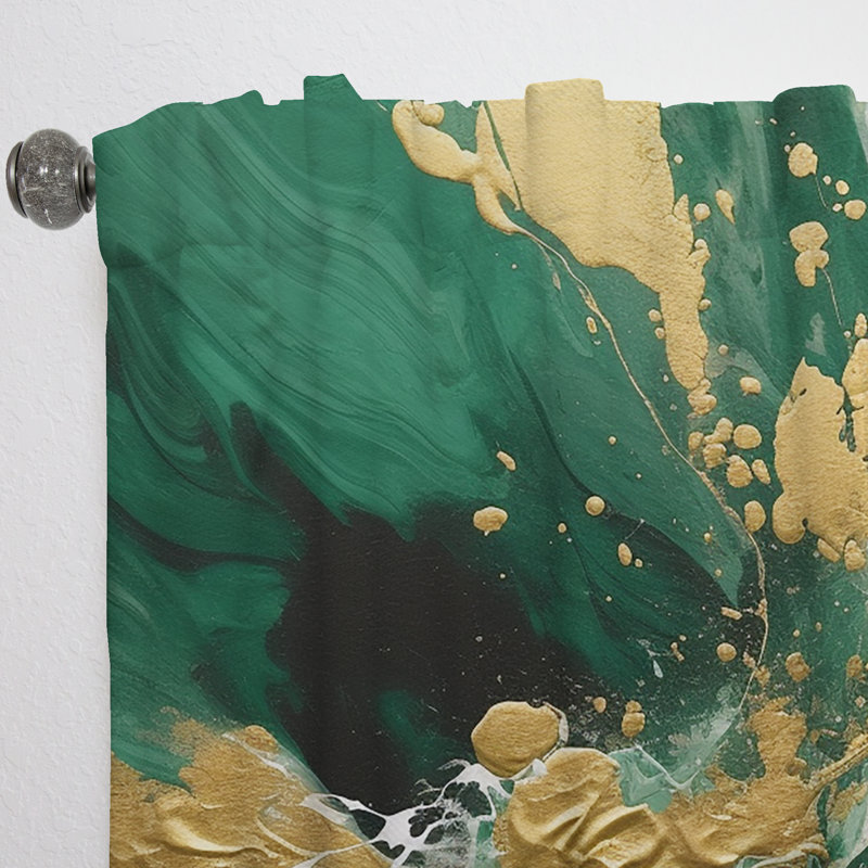 Vert et or liquide Magic I - Rideau moderne - Velours obscurcissant - 1 panneau, L 52 po x L 95 po