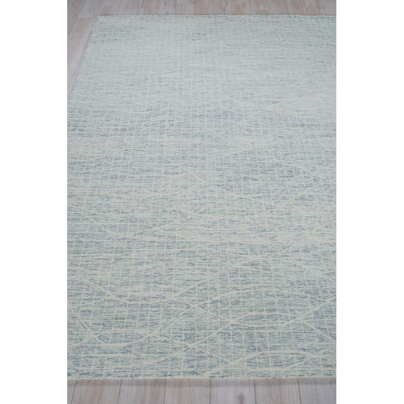 Handmade Geometric Tufted Wool Rectangular Silver Area Rug