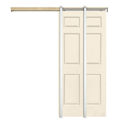 80'' Hollow Paneled Painted without Installation Hardware Kit Sliding Closet Doors