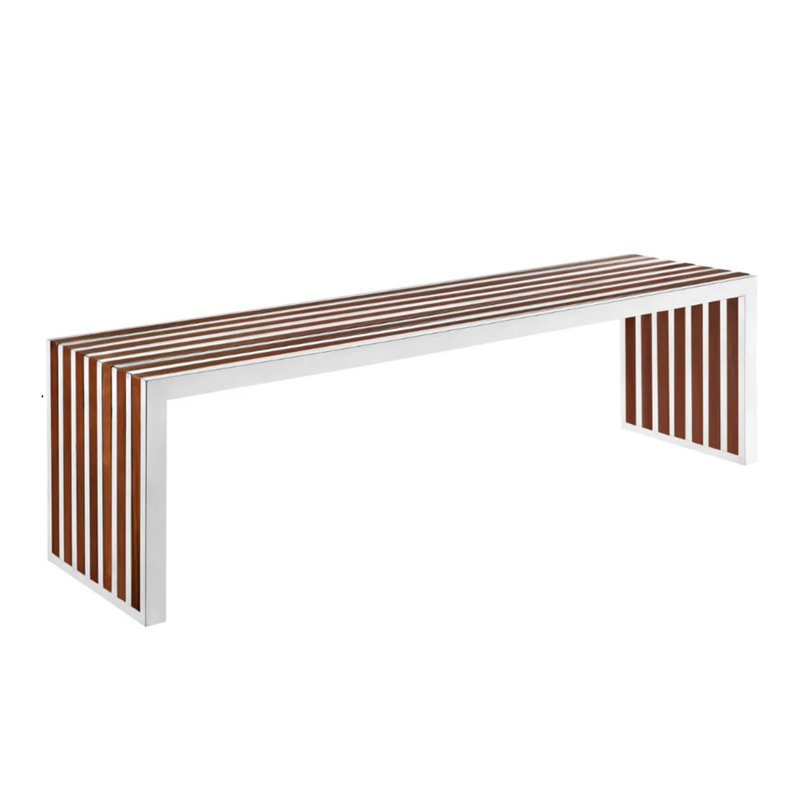 Banc en noyer, H 17 po x l 55 po x P 16,5 po