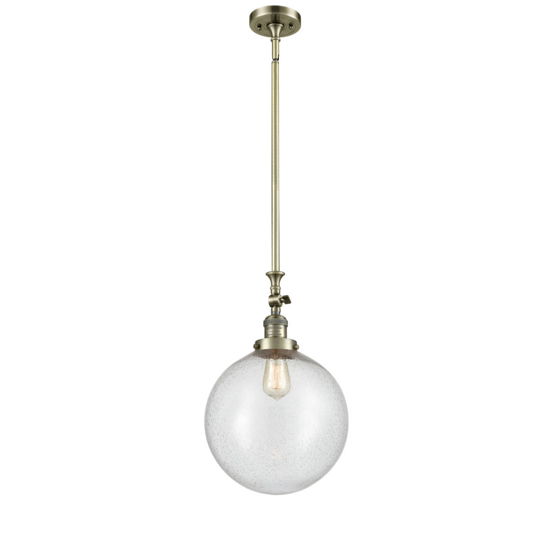 Luminaire suspendu sphère 1 lumière Clermont, Ampoule non incluse, Grainé, Laiton antique