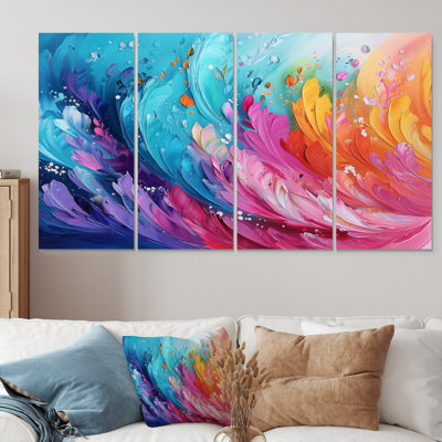 Bleu et mauve arc-en-ciel Dram Op Art Fragments II - et art mural - ensemble d'art mural moderne