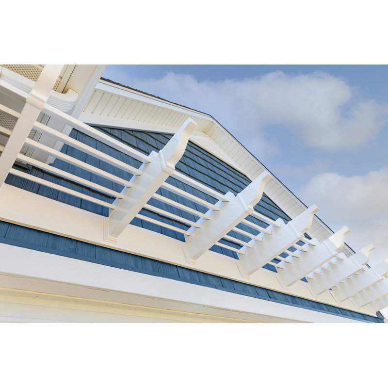 16 ft. White Vinyl Pergola with Flat Canopy
