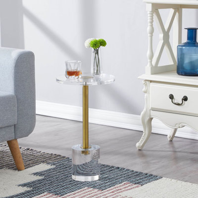 Table d'appoint ronde en acrylique transparent et laiton