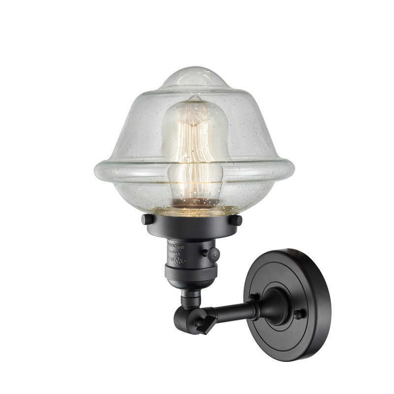 Applique murale à bras 1 lumière Agosto, Ampoule DEL rétro de 3,5 watts, Grainé, Noir mat