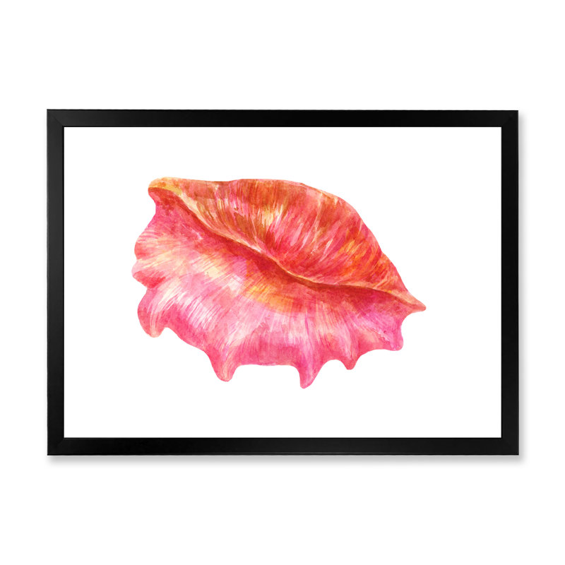 Coquillage rose - Reproduction de photo sur toile, H 8 po x l 12 po x P 1 po, Toile avec cadre noir