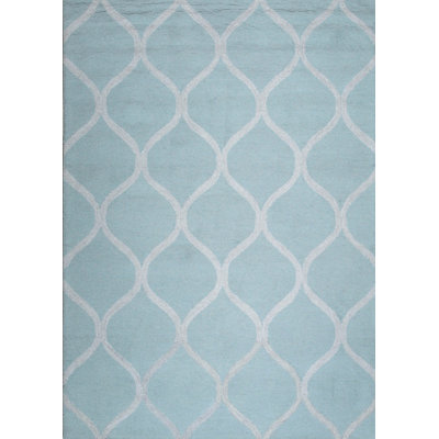 Hand Tufted Wool Area Rug in Blue