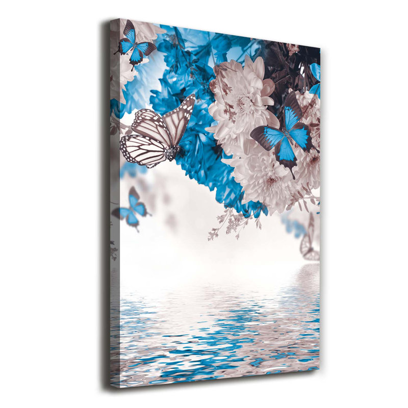 Flowers And Butterflies - Wrapped Canvas Print