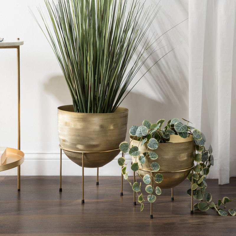 Beamon Metal Pot Planter - Set of 2, Gold