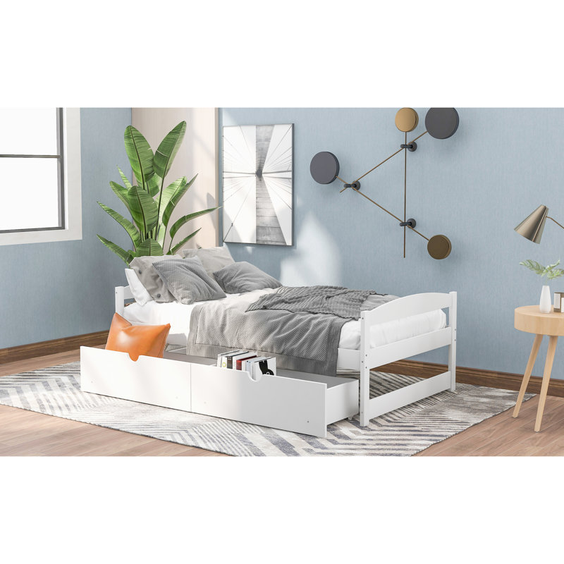 Lit simple avec tiroirs en blanc - Simple mais pratique et élégant