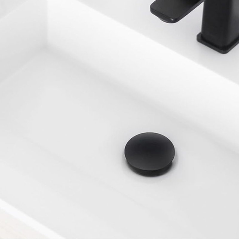 Bonde escamotable de salle de bain avec trop-plein, acier inoxydable, une pièce, Noir mat