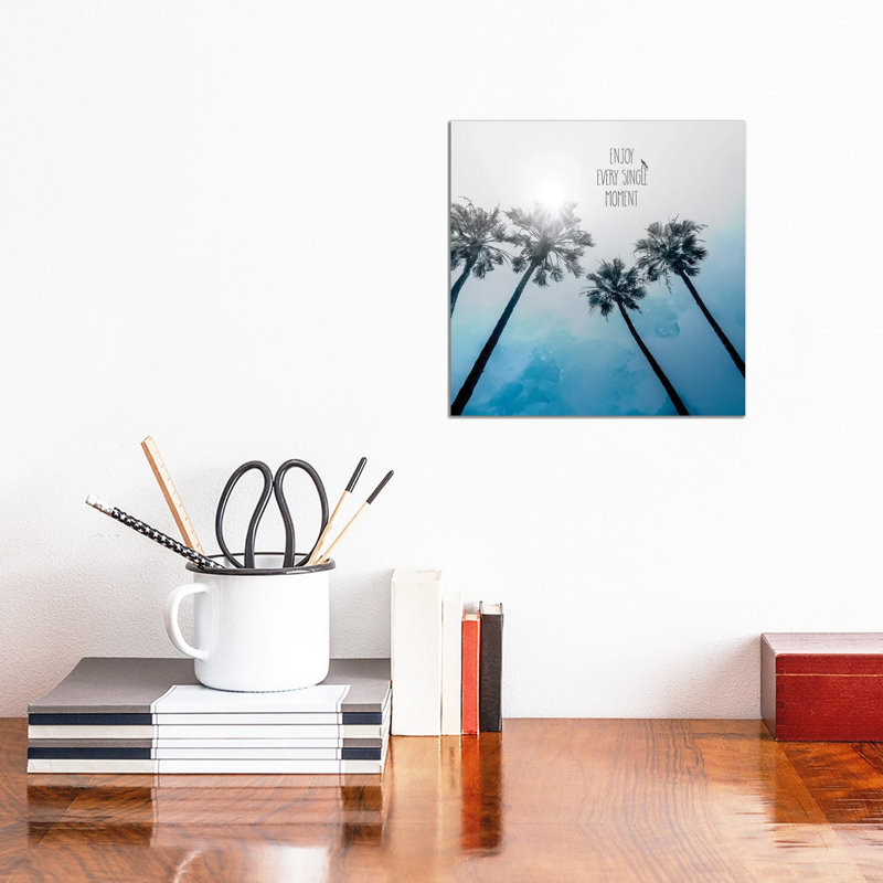 Palm Trees Classic Blue by Melanie Viola - Wrapped Canvas Print, 30.48 cm H x 30.48 cm W
