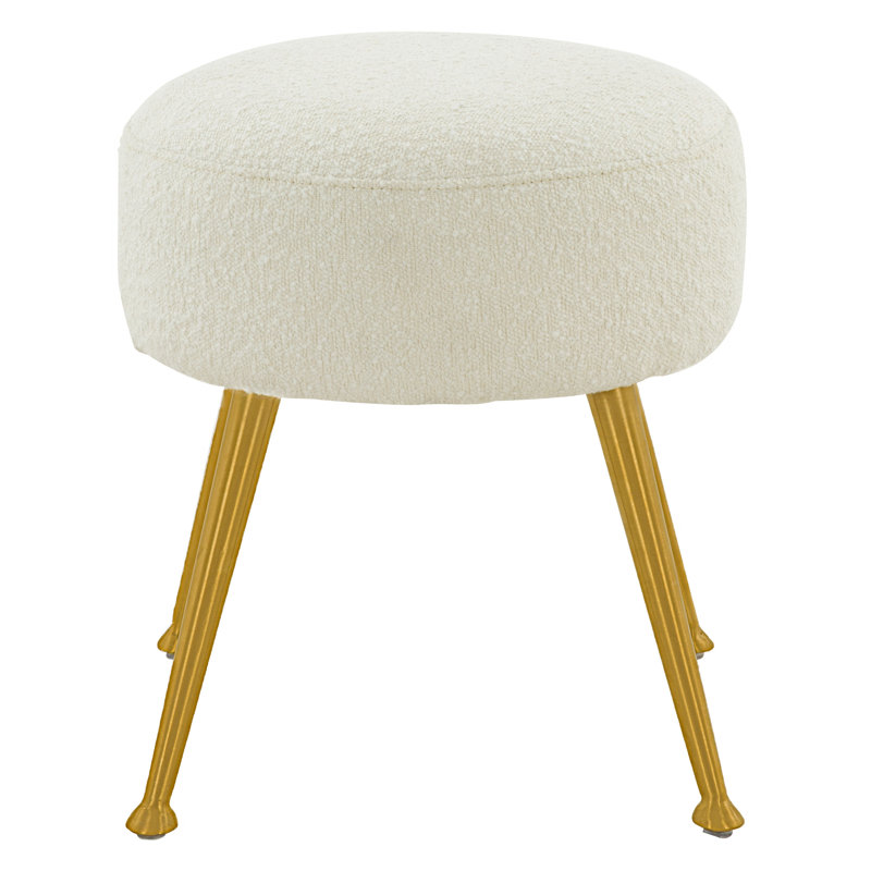Loranzo 19.7" Wide Round Standard Ottoman, Ivory