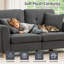 2-Seater Corduroy Sofa with 2 Throw Pillows, Deep-Seated Upholstered Couch with Square Arms-554044277