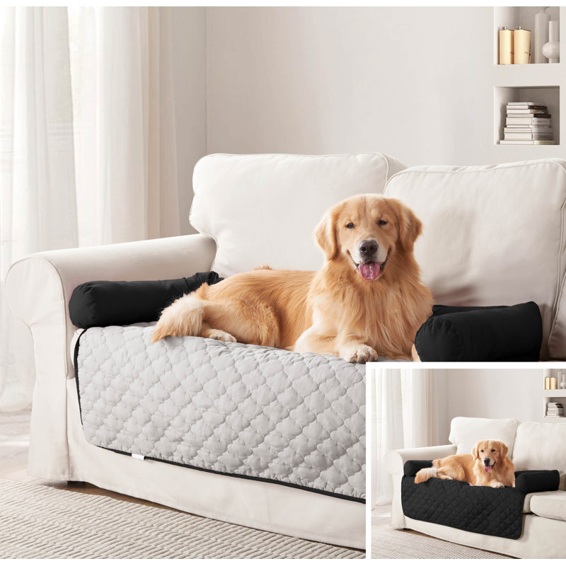Housse pour causeuse réversible, Argent / noir