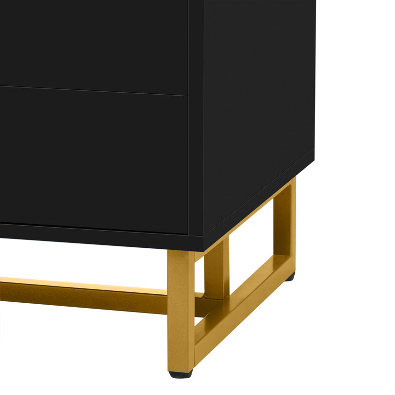 Meuble télé, console multimédia de salon avec rangement, Black