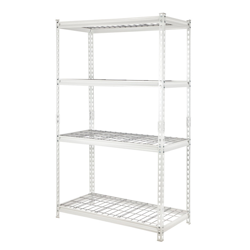 Étagère en acier à 4 tablettes Lafoya, Blanc, H 59,84 po x l 35,82 po x P 18,11 po