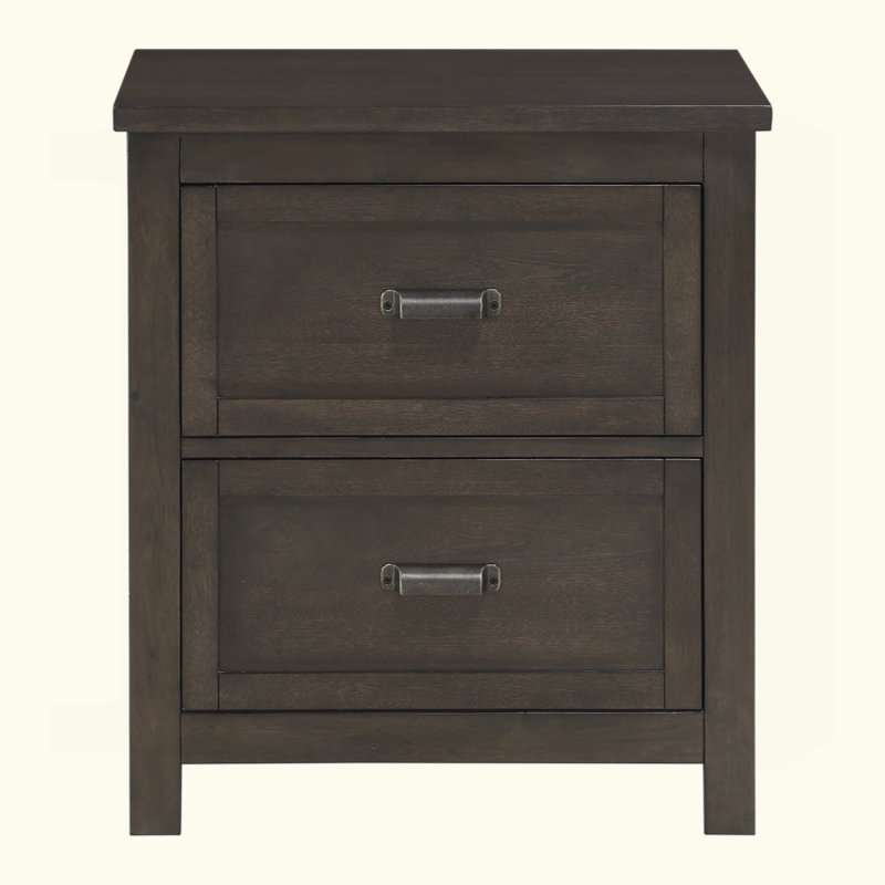 Table de chevet 1 pièce de style transitionnel avec 2 tiroirs en bois de cerisier foncé