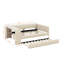 Lit plateforme tapissier pleine grandeur avec tablettes, bureau, lit gigogne et station de charge-263334901