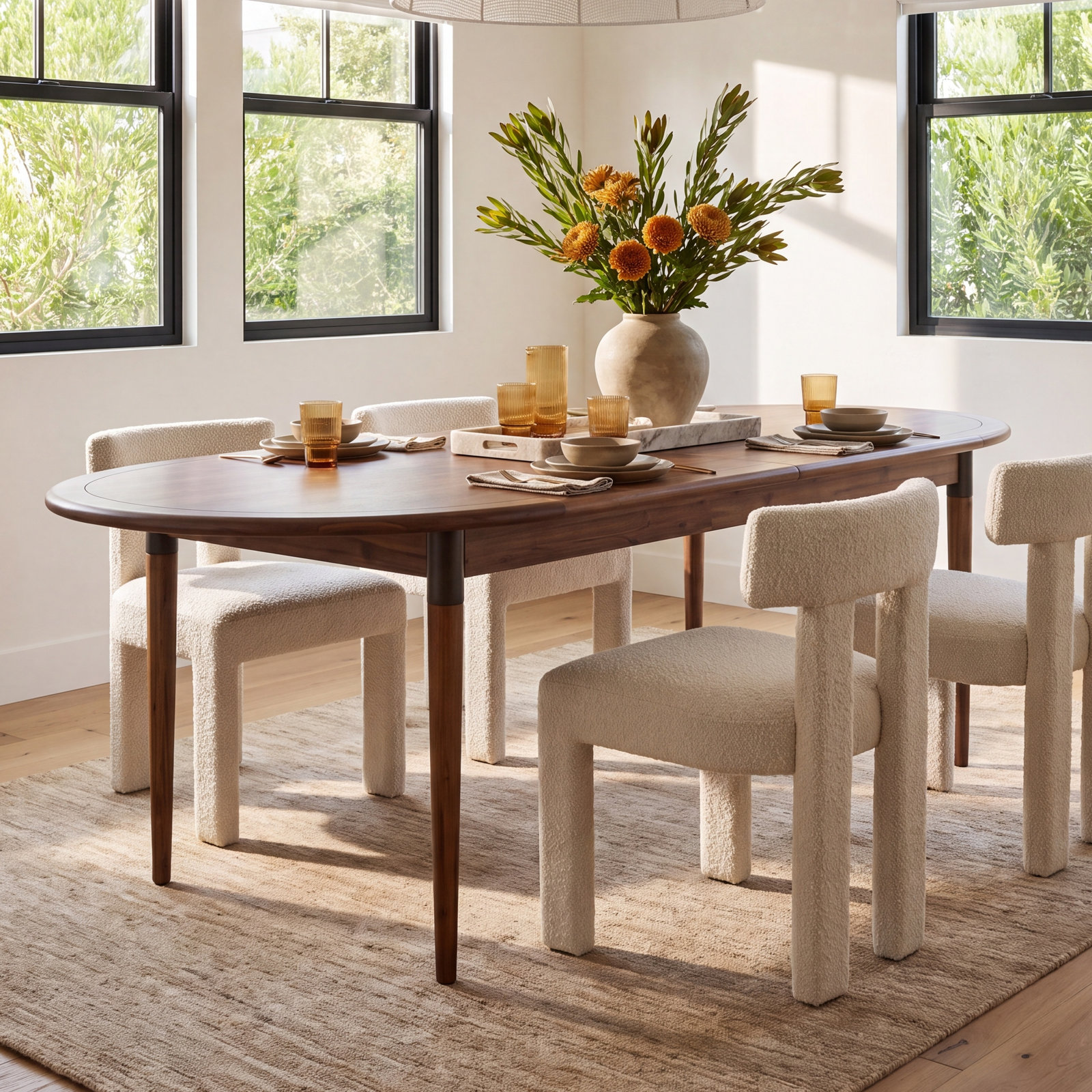 84'' Extendable Oval Dining Table, Toasted Walnut
