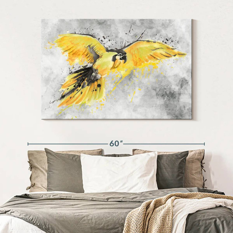 Brampt Yellow Macaw, 34" H x 51" W