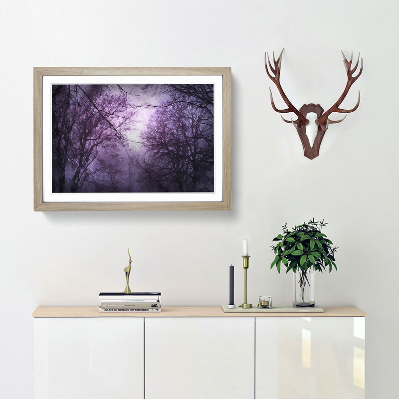 Sky Behind the Winter Trees - Picture Frame Painting Print, 48cm H x 65cm W x 2cm D, Oak Framed