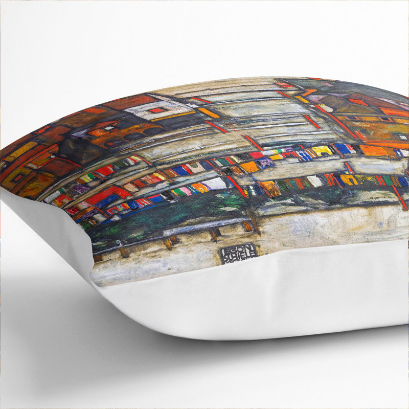Houses With Laundry Square Throw Cushion, 40cm H x 40cm W x 15cm D, White