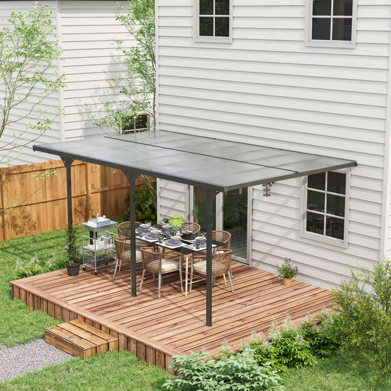 10 pi. L 10 pi. Pergola en aluminium avec auvent, 16,5 pi x 10 pi