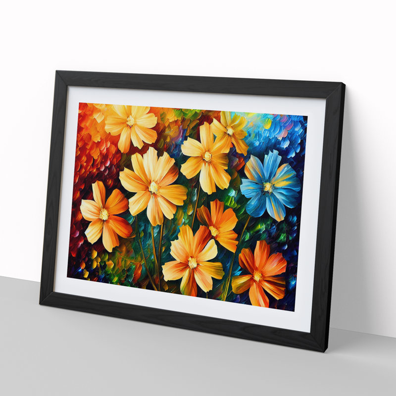 Assorted Flowers Painting Vol.2 Abstract - Single Picture Frame Print, Black Framed, 46cm H x 64cm W x 2cm D