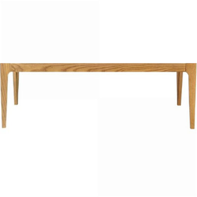 Bois naturel & amp; Table basse en verre givré pour le salon, plateau en verre trempé durable facile à nettoyer