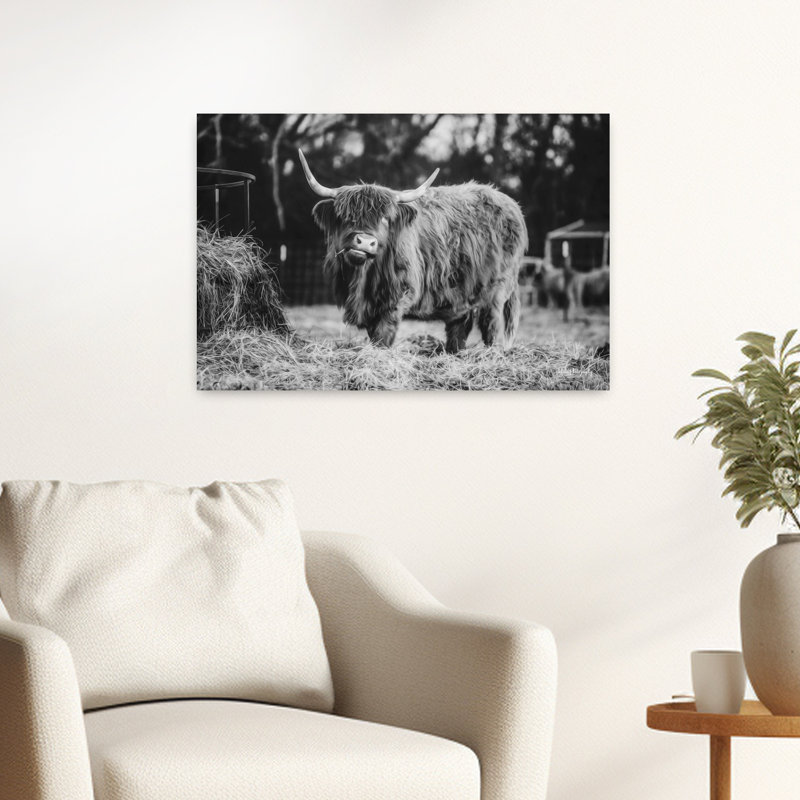 Vache affamée I, art abstrait contemporain, H 16 po x l 24 po