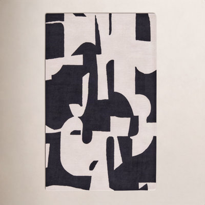 Black Cream Hand-Tufted Abstract Rug